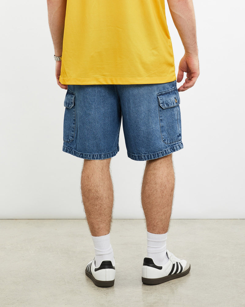 Vintage, Island, Republic, Denim, Cargo, Shorts, The Real Deal, size 33", colour Blue, newtown, sydney, australia, thrift store, opshop, preloved, secondhand, sustainable, retro, antique, 70s, 80s, 90s, 2000s, 00s, fashion, clothing, streetwear, trendy, garment, style, boutique, store, shop, archive, sale, cheap, best, top, Shorts