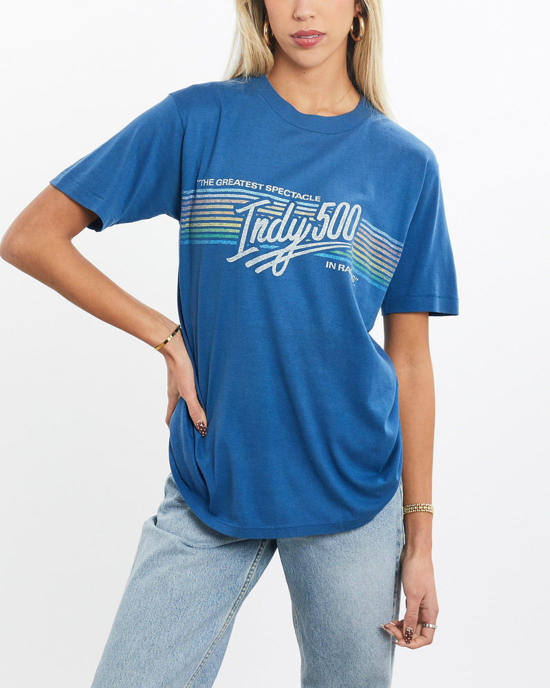 Vintage, 80s, Indy, 500, Racing, Tee, The Real Deal, size extra small, colour Blue, newtown, sydney, australia, thrift store, opshop, preloved, secondhand, sustainable, retro, antique, 70s, 80s, 90s, 2000s, 00s, fashion, clothing, streetwear, trendy, garment, style, boutique, store, shop, archive, sale, cheap, best, top, T-Shirts