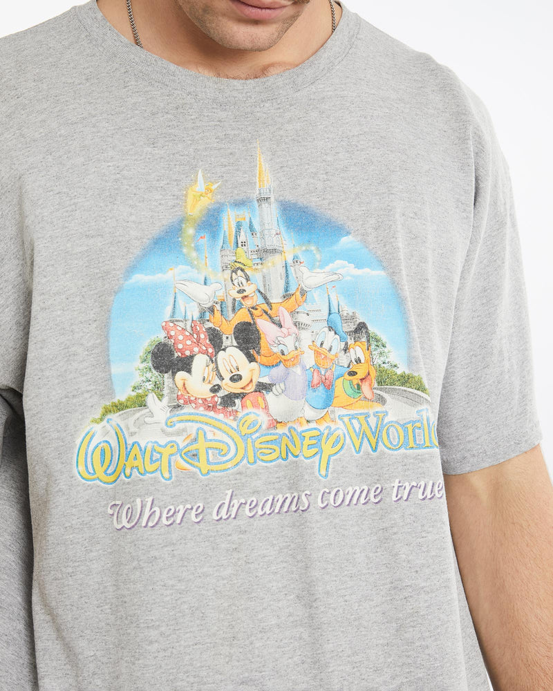 Vintage, 90s, Mickey, Mouse, Walt, Disney, World, Tee, The Real Deal, size extra large, colour Grey, newtown, sydney, australia, thrift store, opshop, preloved, secondhand, sustainable, retro, antique, 70s, 80s, 90s, 2000s, 00s, fashion, clothing, streetwear, trendy, garment, style, boutique, store, shop, archive, sale, cheap, best, top, T-Shirts