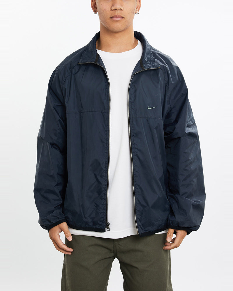 Vintage, 90s, Nike, Windbreaker, Jacket, The Real Deal, size large, colour Navy, newtown, sydney, australia, thrift store, opshop, preloved, secondhand, sustainable, retro, antique, 70s, 80s, 90s, 2000s, 00s, fashion, clothing, streetwear, trendy, garment, style, boutique, store, shop, archive, sale, cheap, best, top, Jackets