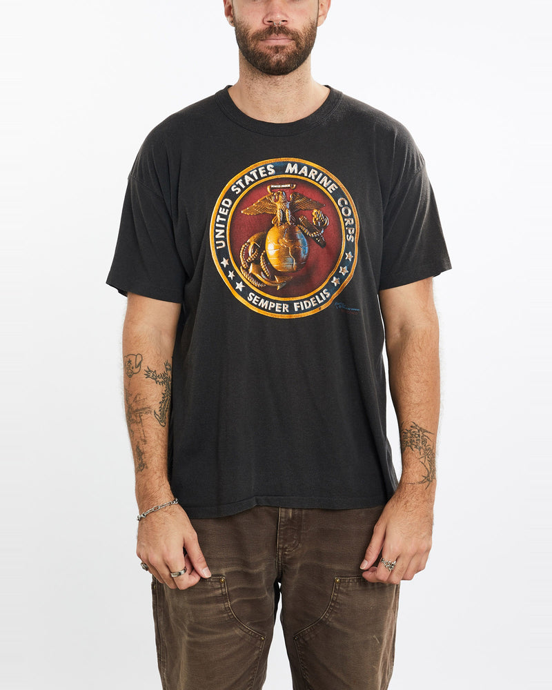 Vintage, 90s, United, States, Marine, Corps, Tee, The Real Deal, size large, colour Black, newtown, sydney, australia, thrift store, opshop, preloved, secondhand, sustainable, retro, antique, 70s, 80s, 90s, 2000s, 00s, fashion, clothing, streetwear, trendy, garment, style, boutique, store, shop, archive, sale, cheap, best, top, T-Shirts