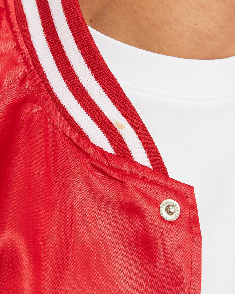 Vintage, Budweiser, Varsity, Jacket, The Real Deal, size large, colour Red, newtown, sydney, australia, thrift store, opshop, preloved, secondhand, sustainable, retro, antique, 70s, 80s, 90s, 2000s, 00s, fashion, clothing, streetwear, trendy, garment, style, boutique, store, shop, archive, sale, cheap, best, top, Jackets