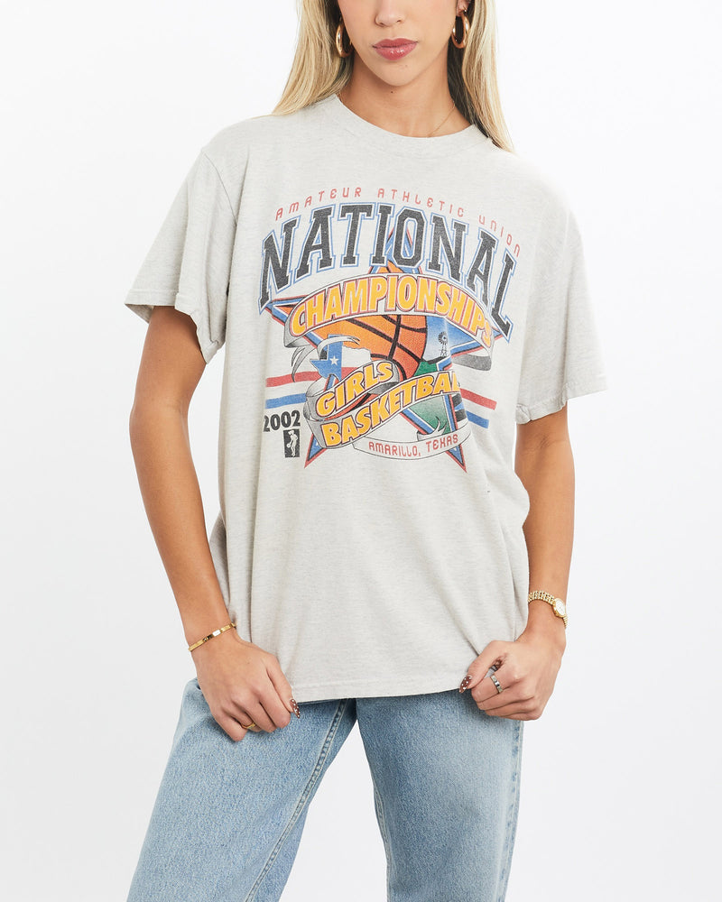 Vintage, Texas, Girls, Basketball, Championships, Tee, The Real Deal, size extra small, colour Grey, newtown, sydney, australia, thrift store, opshop, preloved, secondhand, sustainable, retro, antique, 70s, 80s, 90s, 2000s, 00s, fashion, clothing, streetwear, trendy, garment, style, boutique, store, shop, archive, sale, cheap, best, top, T-Shirts