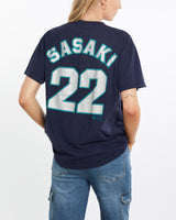 Vintage, MLB, Seattle, Mariners, Kazuhiro, Sasaki', Tee, The Real Deal, size medium, colour Navy, newtown, sydney, australia, thrift store, opshop, preloved, secondhand, sustainable, retro, antique, 70s, 80s, 90s, 2000s, 00s, fashion, clothing, streetwear, trendy, garment, style, boutique, store, shop, archive, sale, cheap, best, top, T-Shirts