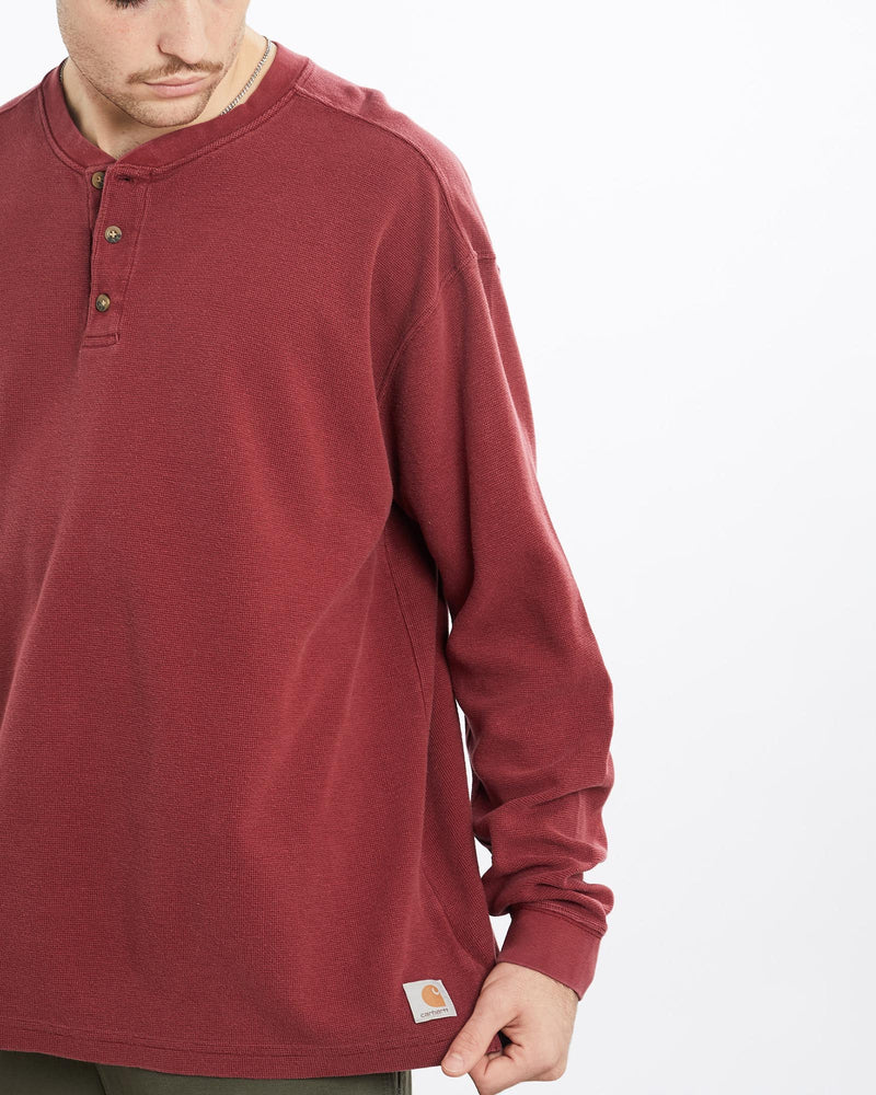 Vintage, Carhartt, Long, Sleeve, Thermal, Tee, The Real Deal, size extra large, colour Burgundy, newtown, sydney, australia, thrift store, opshop, preloved, secondhand, sustainable, retro, antique, 70s, 80s, 90s, 2000s, 00s, fashion, clothing, streetwear, trendy, garment, style, boutique, store, shop, archive, sale, cheap, best, top, T-Shirts