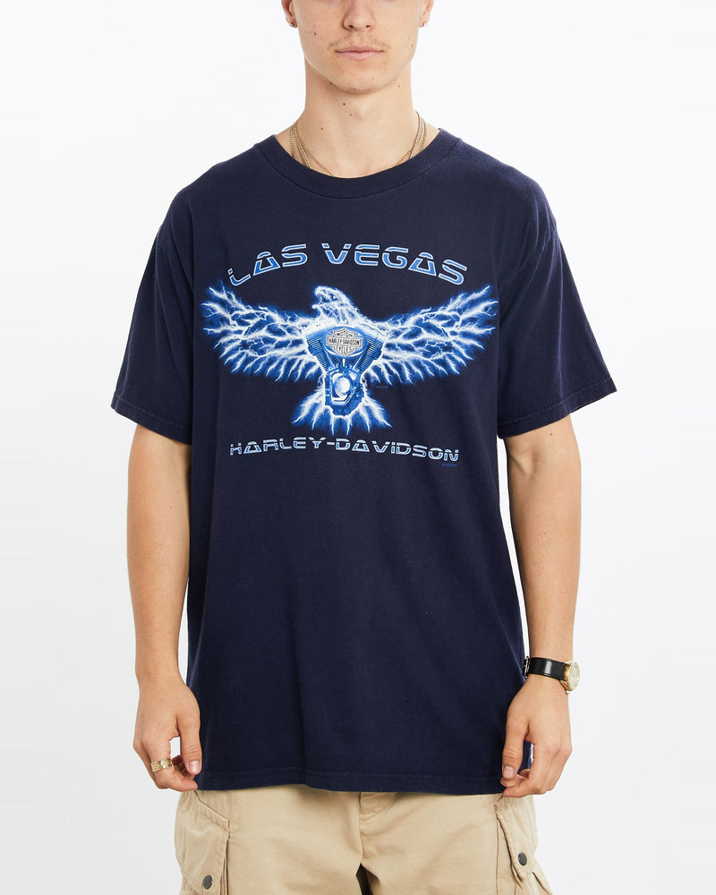 Vintage, Harley, Davidson, Tee, The Real Deal, size large, colour Navy, newtown, sydney, australia, thrift store, opshop, preloved, secondhand, sustainable, retro, antique, 70s, 80s, 90s, 2000s, 00s, fashion, clothing, streetwear, trendy, garment, style, boutique, store, shop, archive, sale, cheap, best, top, T-Shirts