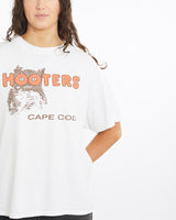 Vintage, 90s, Hooters, Tee, The Real Deal, size medium, colour White, newtown, sydney, australia, thrift store, opshop, preloved, secondhand, sustainable, retro, antique, 70s, 80s, 90s, 2000s, 00s, fashion, clothing, streetwear, trendy, garment, style, boutique, store, shop, archive, sale, cheap, best, top, T-Shirts
