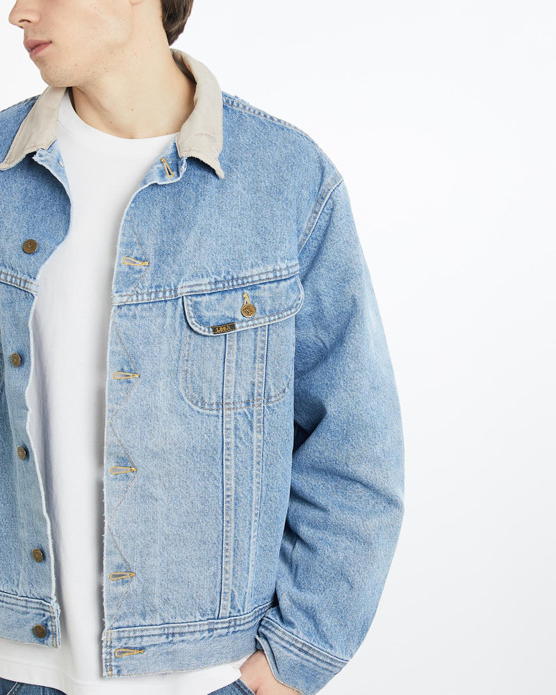 Vintage, 90s, Lee, Stormrider, Blanket, Lined, Denim, Jacket, The Real Deal, size extra large, colour Blue, newtown, sydney, australia, thrift store, opshop, preloved, secondhand, sustainable, retro, antique, 70s, 80s, 90s, 2000s, 00s, fashion, clothing, streetwear, trendy, garment, style, boutique, store, shop, archive, sale, cheap, best, top, Jackets