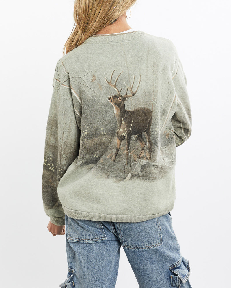 Vintage, 90s, Dear, Wildlife, Button, Up, Sweatshirt, The Real Deal, size extra small, colour Green, newtown, sydney, australia, thrift store, opshop, preloved, secondhand, sustainable, retro, antique, 70s, 80s, 90s, 2000s, 00s, fashion, clothing, streetwear, trendy, garment, style, boutique, store, shop, archive, sale, cheap, best, top, Sweats and hoodies