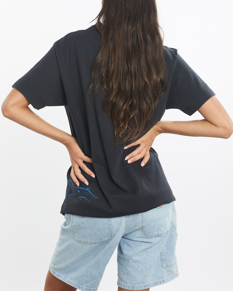 Vintage, 90s, Dolphin, Wildlife, Tee, The Real Deal, size small, colour Black, newtown, sydney, australia, thrift store, opshop, preloved, secondhand, sustainable, retro, antique, 70s, 80s, 90s, 2000s, 00s, fashion, clothing, streetwear, trendy, garment, style, boutique, store, shop, archive, sale, cheap, best, top, T-Shirts