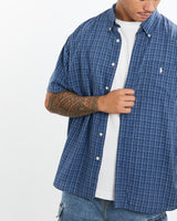 Vintage, 90s, Polo, Ralph, Lauren, Short, Sleeve, Button, Up, Shirt, The Real Deal, size extra large, colour Blue, newtown, sydney, australia, thrift store, opshop, preloved, secondhand, sustainable, retro, antique, 70s, 80s, 90s, 2000s, 00s, fashion, clothing, streetwear, trendy, garment, style, boutique, store, shop, archive, sale, cheap, best, top, Shirts