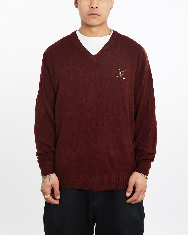 Vintage, 90s, Polo, Golf, Knit, Sweater, The Real Deal, size extra large, colour Burgundy, newtown, sydney, australia, thrift store, opshop, preloved, secondhand, sustainable, retro, antique, 70s, 80s, 90s, 2000s, 00s, fashion, clothing, streetwear, trendy, garment, style, boutique, store, shop, archive, sale, cheap, best, top, Sweats and hoodies
