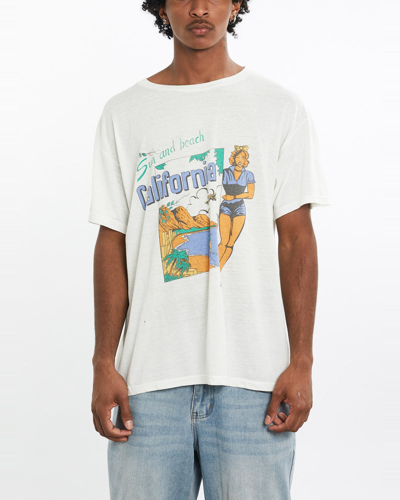 Vintage, 80s, California, Tee, The Real Deal, size large, colour White, newtown, sydney, australia, thrift store, opshop, preloved, secondhand, sustainable, retro, antique, 70s, 80s, 90s, 2000s, 00s, fashion, clothing, streetwear, trendy, garment, style, boutique, store, shop, archive, sale, cheap, best, top, T-Shirts