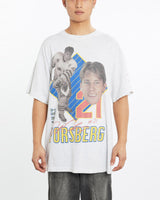 Vintage, 90s, Peter, Forsberg, Swedish, National, Hockey, Team, Tee, The Real Deal, size extra large, colour Grey, newtown, sydney, australia, thrift store, opshop, preloved, secondhand, sustainable, retro, antique, 70s, 80s, 90s, 2000s, 00s, fashion, clothing, streetwear, trendy, garment, style, boutique, store, shop, archive, sale, cheap, best, top, T-Shirts