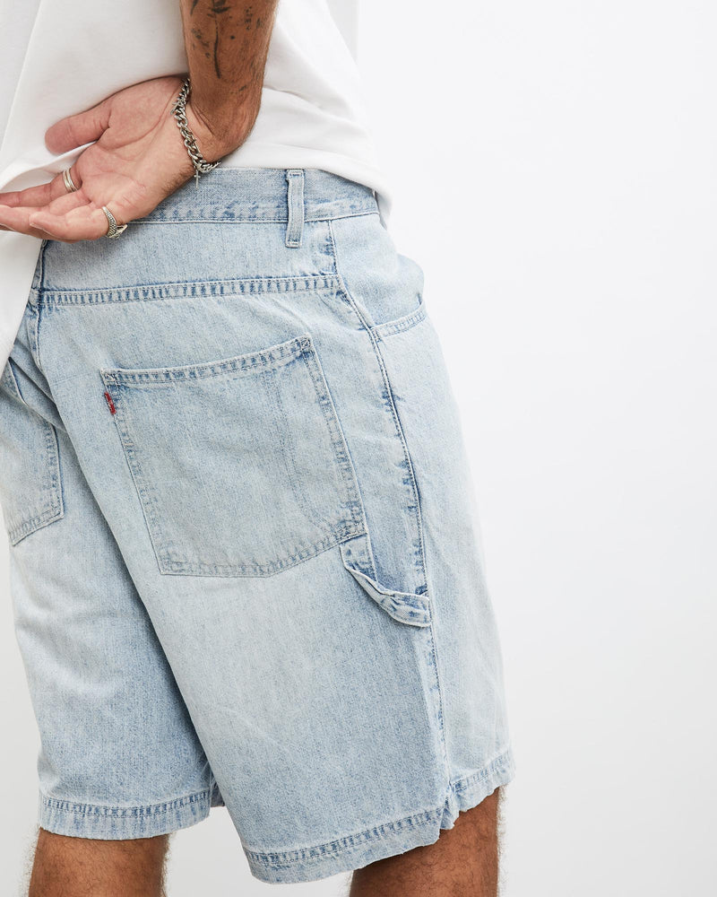 Vintage, Levi's, Denim, Carpenter, Shorts, The Real Deal, size 36", colour Blue, newtown, sydney, australia, thrift store, opshop, preloved, secondhand, sustainable, retro, antique, 70s, 80s, 90s, 2000s, 00s, fashion, clothing, streetwear, trendy, garment, style, boutique, store, shop, archive, sale, cheap, best, top, Shorts
