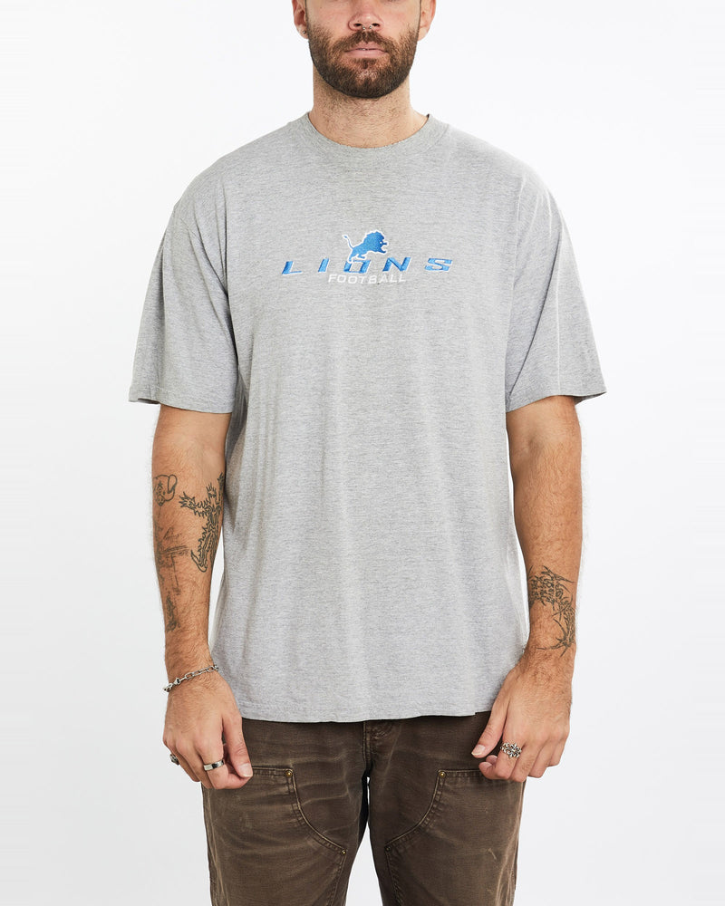 Vintage, NFL, Detroit, Lions, Tee, The Real Deal, size extra large, colour Grey, newtown, sydney, australia, thrift store, opshop, preloved, secondhand, sustainable, retro, antique, 70s, 80s, 90s, 2000s, 00s, fashion, clothing, streetwear, trendy, garment, style, boutique, store, shop, archive, sale, cheap, best, top, T-Shirts