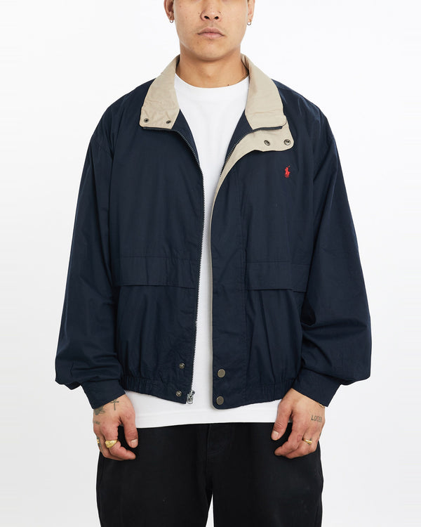 Vintage, 90s, Polo, Ralph, Lauren, Harrington, Jacket, The Real Deal, size extra large, colour Navy, newtown, sydney, australia, thrift store, opshop, preloved, secondhand, sustainable, retro, antique, 70s, 80s, 90s, 2000s, 00s, fashion, clothing, streetwear, trendy, garment, style, boutique, store, shop, archive, sale, cheap, best, top, Jackets