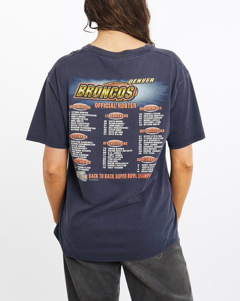 Vintage, 1999, NFL, Denver, Broncos, Super, Bowl, Tee, The Real Deal, size medium, colour Navy, newtown, sydney, australia, thrift store, opshop, preloved, secondhand, sustainable, retro, antique, 70s, 80s, 90s, 2000s, 00s, fashion, clothing, streetwear, trendy, garment, style, boutique, store, shop, archive, sale, cheap, best, top, T-Shirts