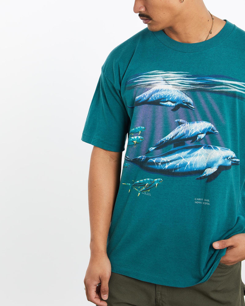 Vintage, 90s, Dolphin, Wildlife, Tee, The Real Deal, size large, colour Green, newtown, sydney, australia, thrift store, opshop, preloved, secondhand, sustainable, retro, antique, 70s, 80s, 90s, 2000s, 00s, fashion, clothing, streetwear, trendy, garment, style, boutique, store, shop, archive, sale, cheap, best, top, T-Shirts
