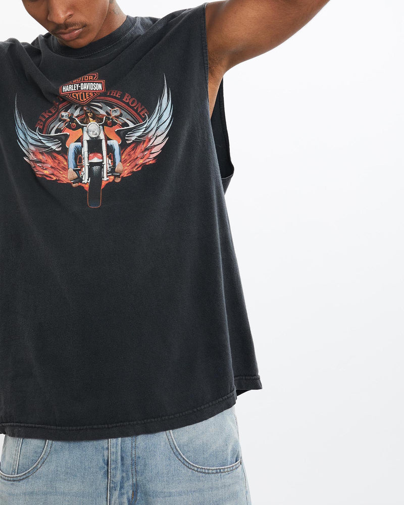 Vintage, 90s, Harley, Davidson, Tank, The Real Deal, size large, colour Black, newtown, sydney, australia, thrift store, opshop, preloved, secondhand, sustainable, retro, antique, 70s, 80s, 90s, 2000s, 00s, fashion, clothing, streetwear, trendy, garment, style, boutique, store, shop, archive, sale, cheap, best, top, T-Shirts
