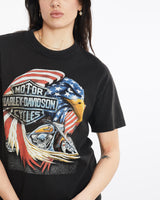 Vintage, 90s, Harley, Davidson, Tee, The Real Deal, size medium, colour Black, newtown, sydney, australia, thrift store, opshop, preloved, secondhand, sustainable, retro, antique, 70s, 80s, 90s, 2000s, 00s, fashion, clothing, streetwear, trendy, garment, style, boutique, store, shop, archive, sale, cheap, best, top, T-Shirts