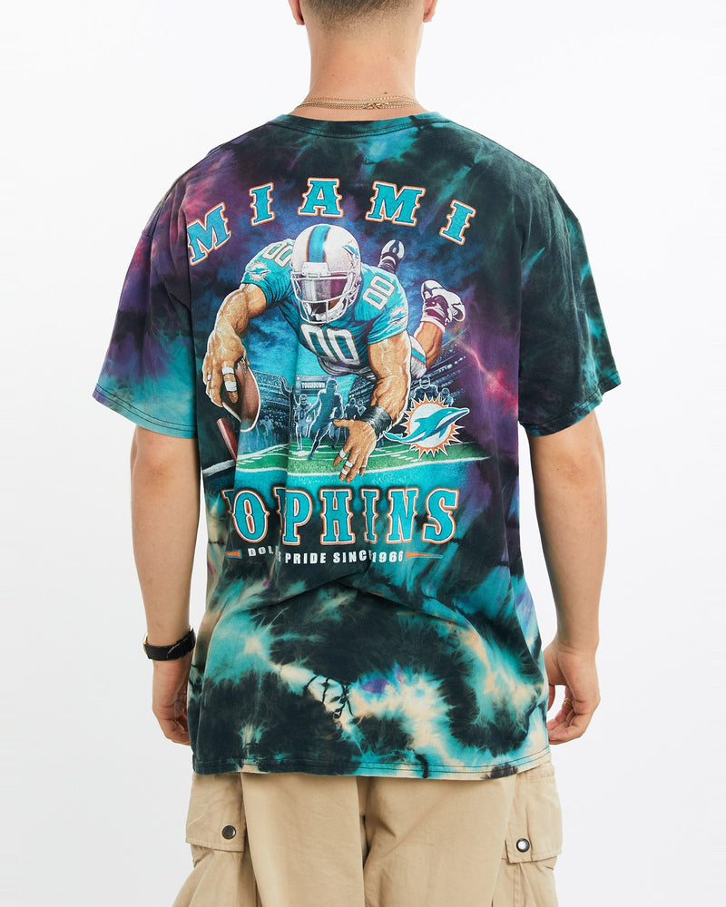 NFL, Miami, Dolphins, Tie, Dye, Tee, The Real Deal, size large, colour Multicolour, newtown, sydney, australia, thrift store, opshop, preloved, secondhand, sustainable, retro, antique, 70s, 80s, 90s, 2000s, 00s, fashion, clothing, streetwear, trendy, garment, style, boutique, store, shop, archive, sale, cheap, best, top, T-Shirts