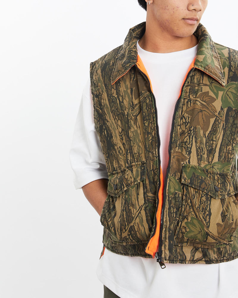 Vintage, Trebark, Realtree, Camo, Reversible, Vest, The Real Deal, size large, colour Brown, newtown, sydney, australia, thrift store, opshop, preloved, secondhand, sustainable, retro, antique, 70s, 80s, 90s, 2000s, 00s, fashion, clothing, streetwear, trendy, garment, style, boutique, store, shop, archive, sale, cheap, best, top, Jackets