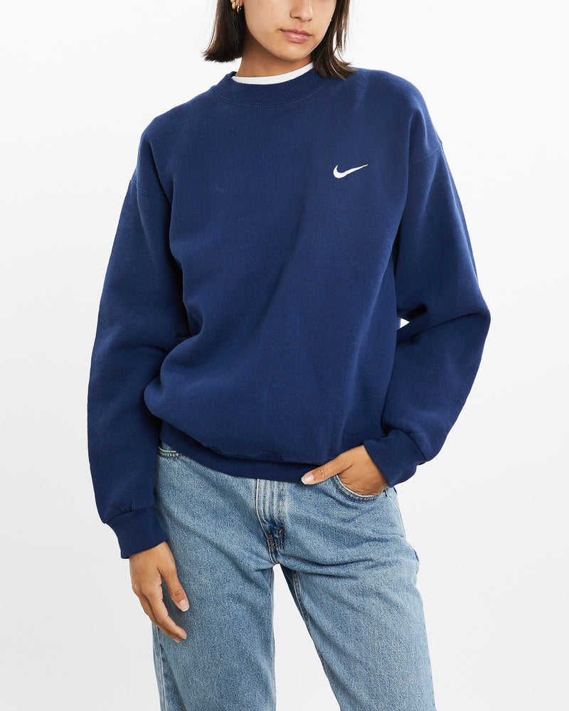 Vintage, 90s, Nike, Sweatshirt, The Real Deal, size small, colour Navy, newtown, sydney, australia, thrift store, opshop, preloved, secondhand, sustainable, retro, antique, 70s, 80s, 90s, 2000s, 00s, fashion, clothing, streetwear, trendy, garment, style, boutique, store, shop, archive, sale, cheap, best, top, Sweats and hoodies