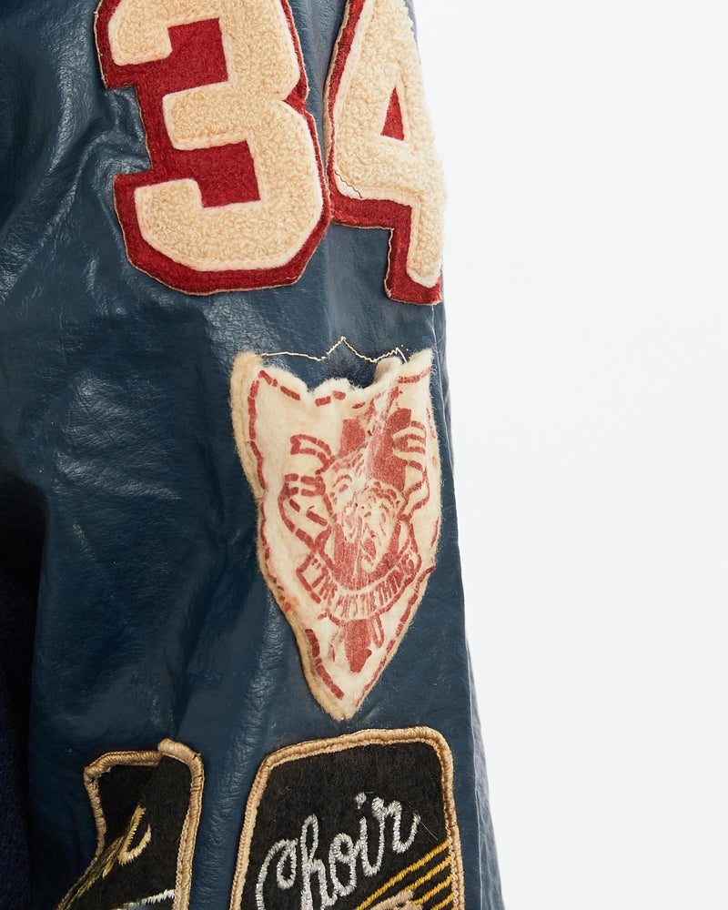 Vintage, 80s, Letterman, Varsity, Jacket, The Real Deal, size extra small, colour Blue, newtown, sydney, australia, thrift store, opshop, preloved, secondhand, sustainable, retro, antique, 70s, 80s, 90s, 2000s, 00s, fashion, clothing, streetwear, trendy, garment, style, boutique, store, shop, archive, sale, cheap, best, top, Jackets