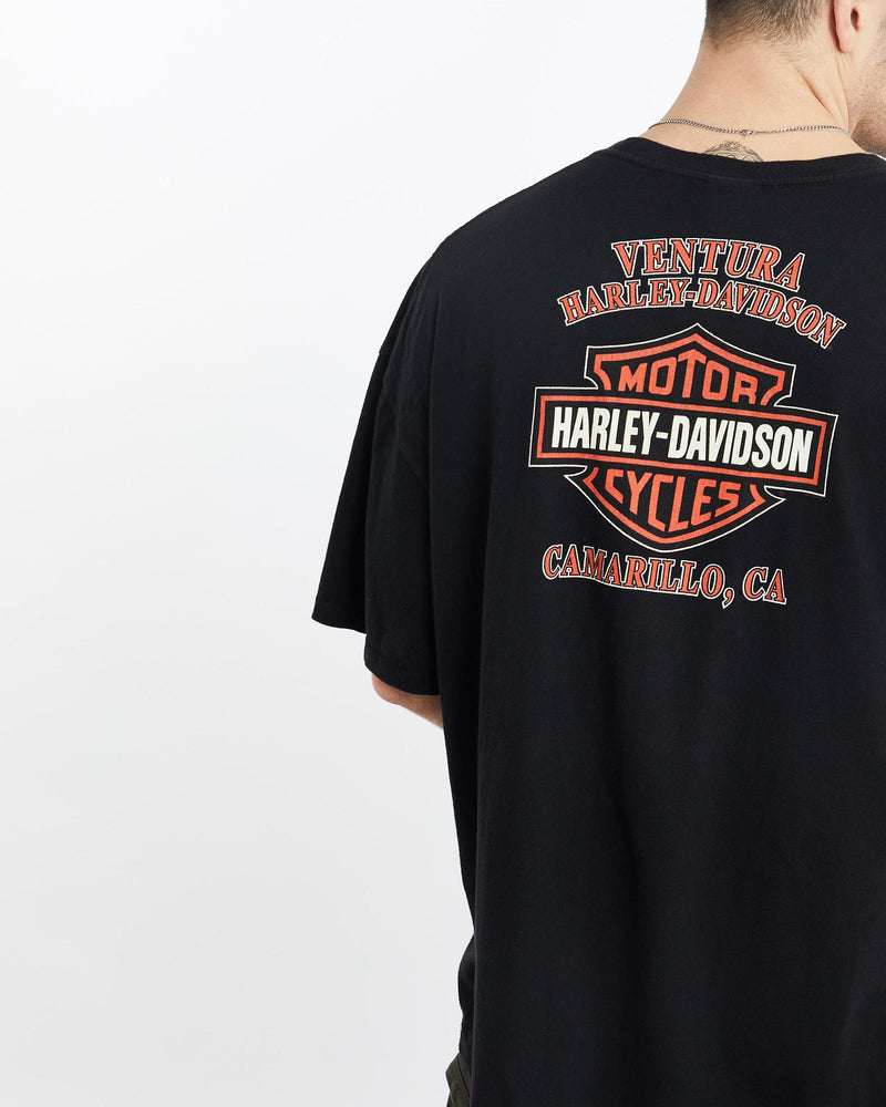 Vintage, Harley, Davidson, Tee, The Real Deal, size double extra large, colour Black, newtown, sydney, australia, thrift store, opshop, preloved, secondhand, sustainable, retro, antique, 70s, 80s, 90s, 2000s, 00s, fashion, clothing, streetwear, trendy, garment, style, boutique, store, shop, archive, sale, cheap, best, top, T-Shirts
