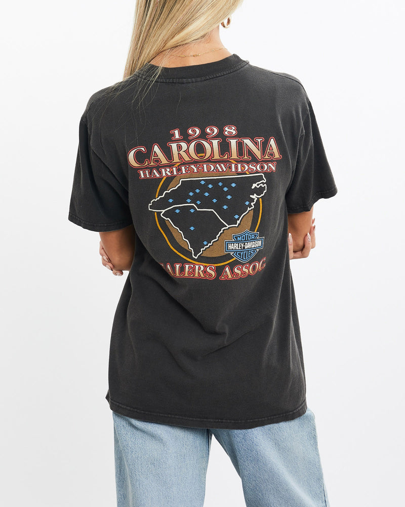 Vintage, 1998, Harley, Davidson, Tee, The Real Deal, size extra small, colour Black, newtown, sydney, australia, thrift store, opshop, preloved, secondhand, sustainable, retro, antique, 70s, 80s, 90s, 2000s, 00s, fashion, clothing, streetwear, trendy, garment, style, boutique, store, shop, archive, sale, cheap, best, top, T-Shirts