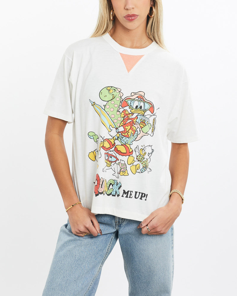 Vintage, 80s, Disney, Donald, Duck, Tee, The Real Deal, size extra small, colour White, newtown, sydney, australia, thrift store, opshop, preloved, secondhand, sustainable, retro, antique, 70s, 80s, 90s, 2000s, 00s, fashion, clothing, streetwear, trendy, garment, style, boutique, store, shop, archive, sale, cheap, best, top, T-Shirts