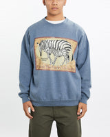 Vintage, 90s, WWF, Zebra, Wildlife, Sweatshirt, The Real Deal, size large, colour Blue, newtown, sydney, australia, thrift store, opshop, preloved, secondhand, sustainable, retro, antique, 70s, 80s, 90s, 2000s, 00s, fashion, clothing, streetwear, trendy, garment, style, boutique, store, shop, archive, sale, cheap, best, top, Sweats and hoodies