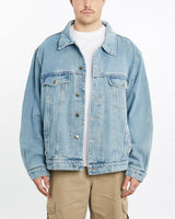 Vintage, Wrangler, Flannelette, Lined', Denim, Jacket, The Real Deal, size extra large, colour Blue, newtown, sydney, australia, thrift store, opshop, preloved, secondhand, sustainable, retro, antique, 70s, 80s, 90s, 2000s, 00s, fashion, clothing, streetwear, trendy, garment, style, boutique, store, shop, archive, sale, cheap, best, top, Jackets