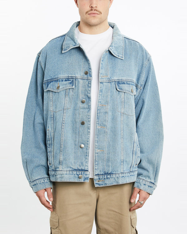 Vintage, Wrangler, Flannelette, Lined', Denim, Jacket, The Real Deal, size extra large, colour Blue, newtown, sydney, australia, thrift store, opshop, preloved, secondhand, sustainable, retro, antique, 70s, 80s, 90s, 2000s, 00s, fashion, clothing, streetwear, trendy, garment, style, boutique, store, shop, archive, sale, cheap, best, top, Jackets