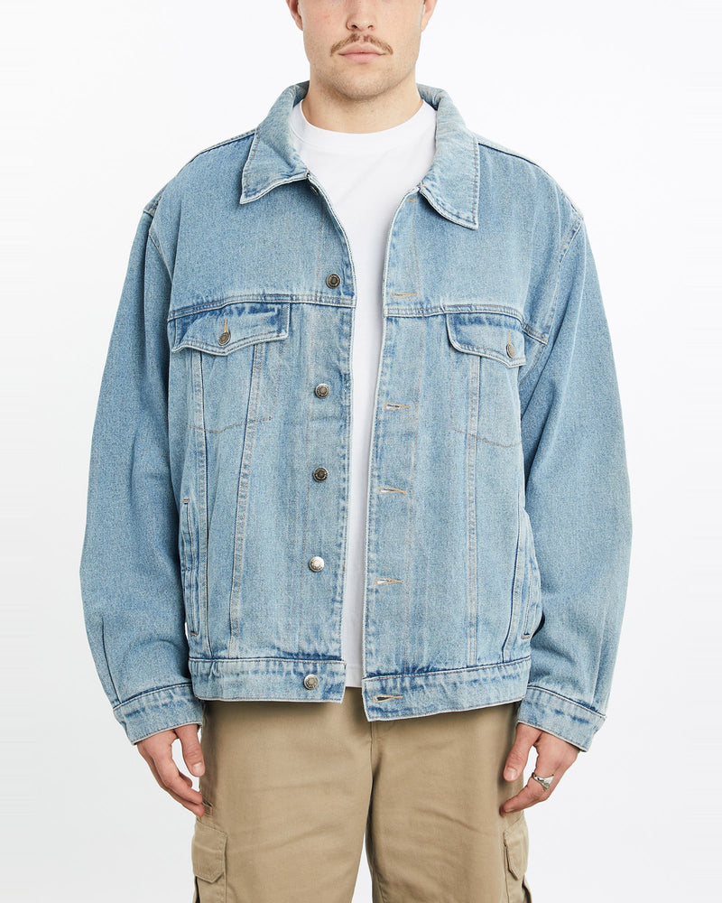 Vintage, Wrangler, Flannelette, Lined', Denim, Jacket, The Real Deal, size extra large, colour Blue, newtown, sydney, australia, thrift store, opshop, preloved, secondhand, sustainable, retro, antique, 70s, 80s, 90s, 2000s, 00s, fashion, clothing, streetwear, trendy, garment, style, boutique, store, shop, archive, sale, cheap, best, top, Jackets