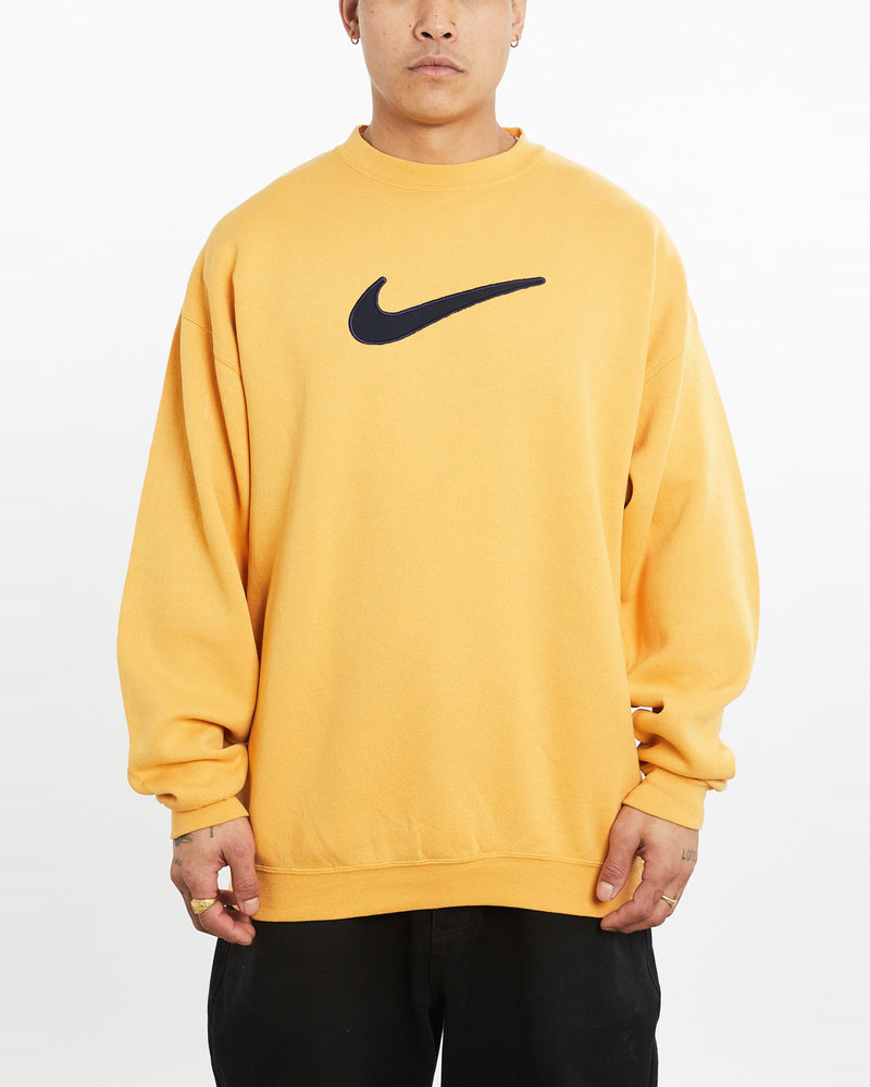 Vintage, 90s, Nike, Sweatshirt, The Real Deal, size double extra large, colour Yellow, newtown, sydney, australia, thrift store, opshop, preloved, secondhand, sustainable, retro, antique, 70s, 80s, 90s, 2000s, 00s, fashion, clothing, streetwear, trendy, garment, style, boutique, store, shop, archive, sale, cheap, best, top, Sweats and hoodies