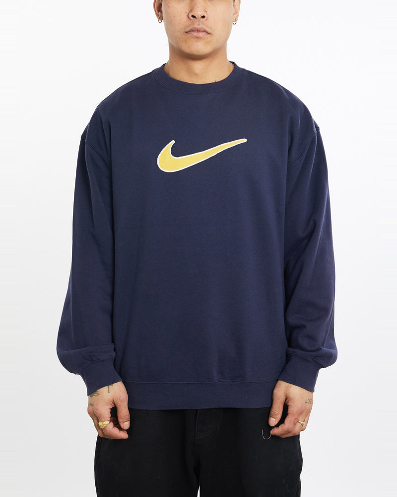 Vintage, 90s, Nike, Sweatshirt, The Real Deal, size extra large, colour Navy, newtown, sydney, australia, thrift store, opshop, preloved, secondhand, sustainable, retro, antique, 70s, 80s, 90s, 2000s, 00s, fashion, clothing, streetwear, trendy, garment, style, boutique, store, shop, archive, sale, cheap, best, top, Sweats and hoodies