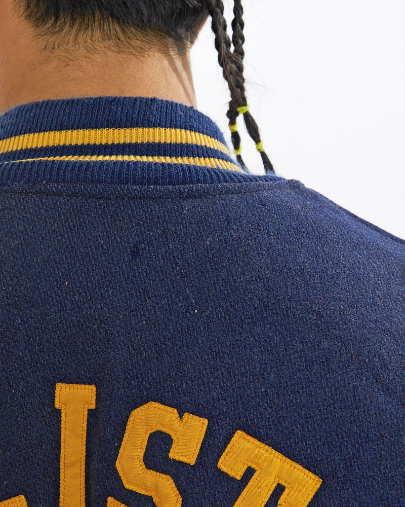 Vintage, 90s, Williston, State, College, Varsity, Jacket, The Real Deal, size large, colour Multicolour, newtown, sydney, australia, thrift store, opshop, preloved, secondhand, sustainable, retro, antique, 70s, 80s, 90s, 2000s, 00s, fashion, clothing, streetwear, trendy, garment, style, boutique, store, shop, archive, sale, cheap, best, top, Jackets