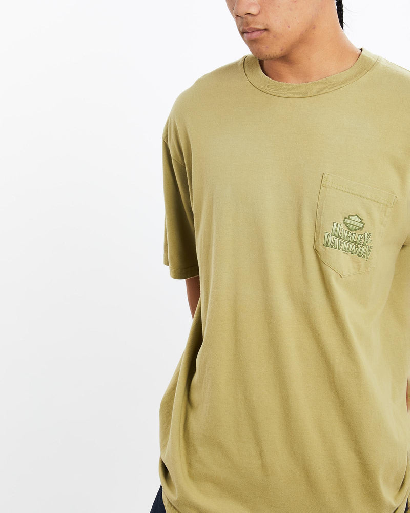 Vintage, Harley, Davidson, Tee, The Real Deal, size large, colour Green, newtown, sydney, australia, thrift store, opshop, preloved, secondhand, sustainable, retro, antique, 70s, 80s, 90s, 2000s, 00s, fashion, clothing, streetwear, trendy, garment, style, boutique, store, shop, archive, sale, cheap, best, top, T-Shirts