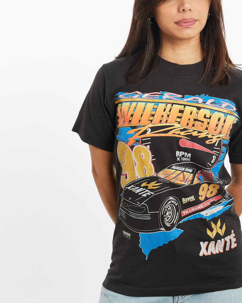 Vintage, 90s, Gerald, Wilkerson, Racing, Tee, The Real Deal, size double extra small, colour Black, newtown, sydney, australia, thrift store, opshop, preloved, secondhand, sustainable, retro, antique, 70s, 80s, 90s, 2000s, 00s, fashion, clothing, streetwear, trendy, garment, style, boutique, store, shop, archive, sale, cheap, best, top, T-Shirts