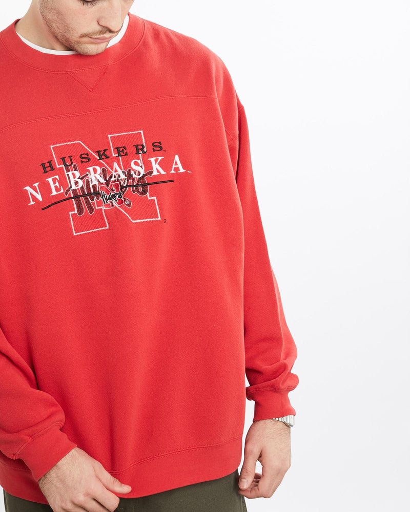 Vintage, 90s, NCAA, University, of, Nebraska, Huskers, Sweatshirt, The Real Deal, size extra large, colour Red, newtown, sydney, australia, thrift store, opshop, preloved, secondhand, sustainable, retro, antique, 70s, 80s, 90s, 2000s, 00s, fashion, clothing, streetwear, trendy, garment, style, boutique, store, shop, archive, sale, cheap, best, top, Sweats and hoodies