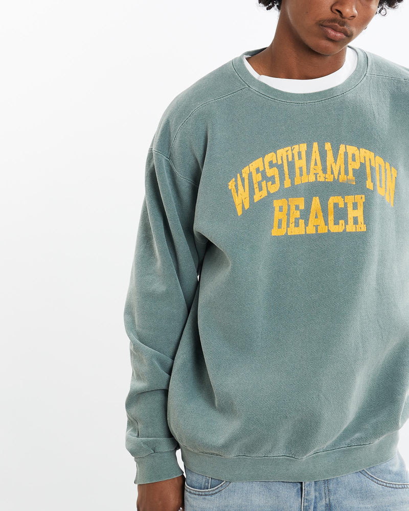 Vintage, 90s, Westhampton, Beach, Sweatshirt, The Real Deal, size large, colour Green, newtown, sydney, australia, thrift store, opshop, preloved, secondhand, sustainable, retro, antique, 70s, 80s, 90s, 2000s, 00s, fashion, clothing, streetwear, trendy, garment, style, boutique, store, shop, archive, sale, cheap, best, top, Sweats and hoodies