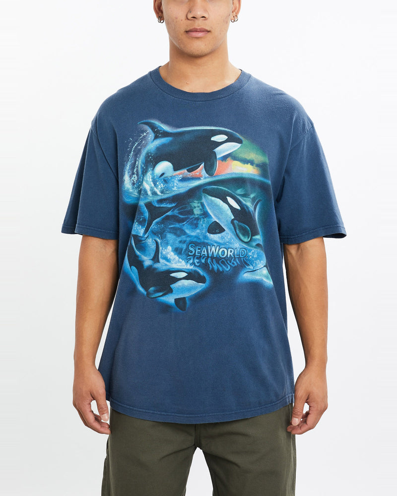 Vintage, Orca, SeaWorld, Tee, The Real Deal, size large, colour Navy, newtown, sydney, australia, thrift store, opshop, preloved, secondhand, sustainable, retro, antique, 70s, 80s, 90s, 2000s, 00s, fashion, clothing, streetwear, trendy, garment, style, boutique, store, shop, archive, sale, cheap, best, top, T-Shirts