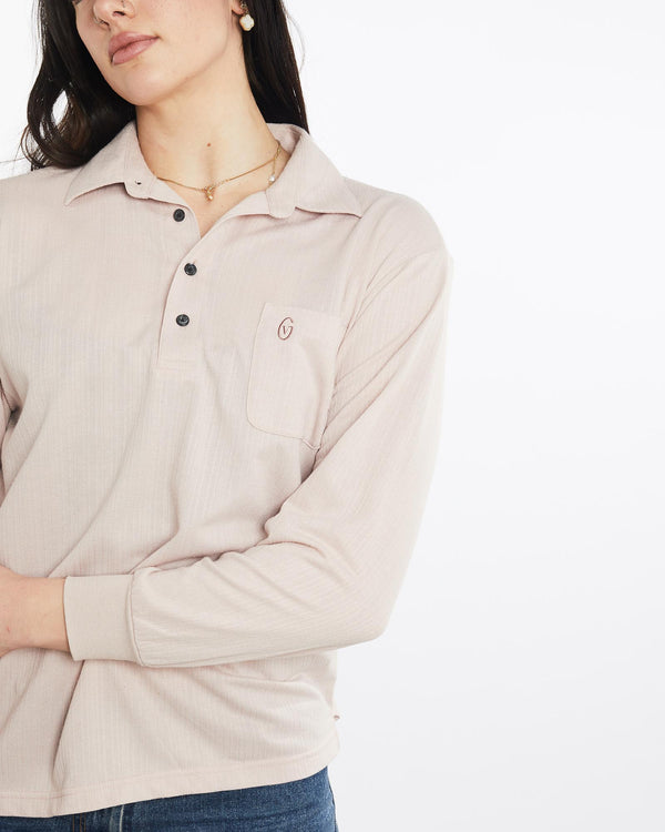 Vintage, 90s, Gianni, Valentino, Long, Sleeve, Polo, Shirt, The Real Deal, size medium, colour Pink, newtown, sydney, australia, thrift store, opshop, preloved, secondhand, sustainable, retro, antique, 70s, 80s, 90s, 2000s, 00s, fashion, clothing, streetwear, trendy, garment, style, boutique, store, shop, archive, sale, cheap, best, top, Shirts