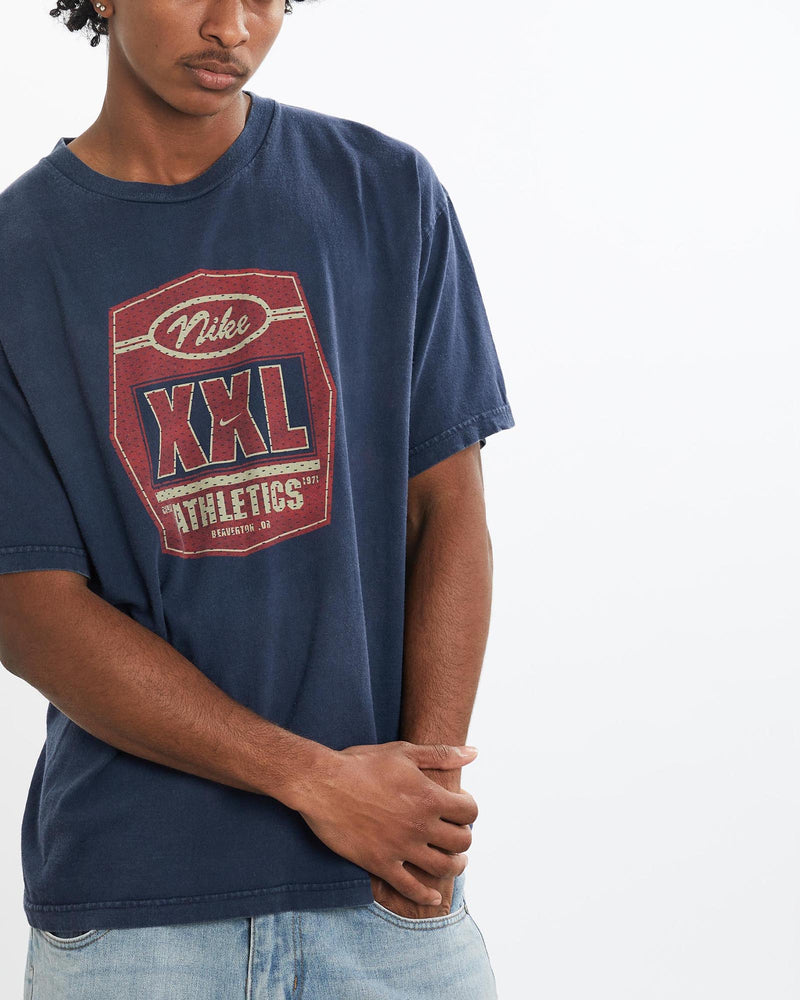 Vintage, 90s, Nike, Athletics, Tee, The Real Deal, size large, colour Navy, newtown, sydney, australia, thrift store, opshop, preloved, secondhand, sustainable, retro, antique, 70s, 80s, 90s, 2000s, 00s, fashion, clothing, streetwear, trendy, garment, style, boutique, store, shop, archive, sale, cheap, best, top, T-Shirts