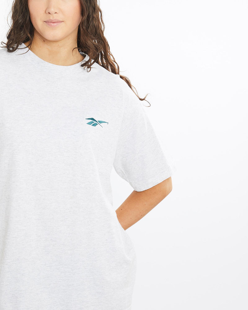 Vintage, 90s, Reebok, Tee, The Real Deal, size medium, colour Grey, newtown, sydney, australia, thrift store, opshop, preloved, secondhand, sustainable, retro, antique, 70s, 80s, 90s, 2000s, 00s, fashion, clothing, streetwear, trendy, garment, style, boutique, store, shop, archive, sale, cheap, best, top, T-Shirts