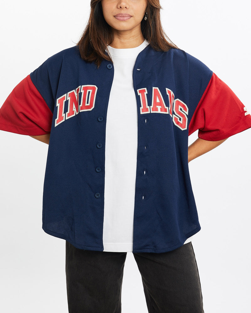 Vintage, Starter, MLB, Cleveland, Indians, Jersey, The Real Deal, size small, colour Black, newtown, sydney, australia, thrift store, opshop, preloved, secondhand, sustainable, retro, antique, 70s, 80s, 90s, 2000s, 00s, fashion, clothing, streetwear, trendy, garment, style, boutique, store, shop, archive, sale, cheap, best, top, T-Shirts