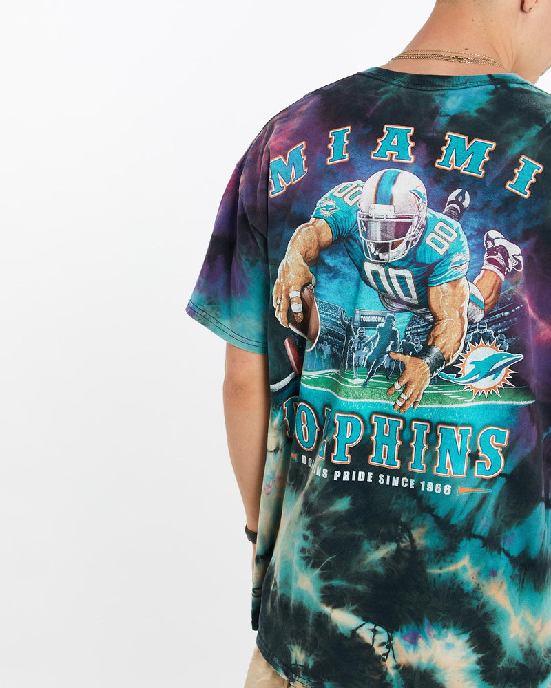 NFL, Miami, Dolphins, Tie, Dye, Tee, The Real Deal, size large, colour Multicolour, newtown, sydney, australia, thrift store, opshop, preloved, secondhand, sustainable, retro, antique, 70s, 80s, 90s, 2000s, 00s, fashion, clothing, streetwear, trendy, garment, style, boutique, store, shop, archive, sale, cheap, best, top, T-Shirts