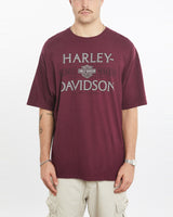 Vintage, Harley, Davidson, Tee, The Real Deal, size extra large, colour Burgundy, newtown, sydney, australia, thrift store, opshop, preloved, secondhand, sustainable, retro, antique, 70s, 80s, 90s, 2000s, 00s, fashion, clothing, streetwear, trendy, garment, style, boutique, store, shop, archive, sale, cheap, best, top, T-Shirts